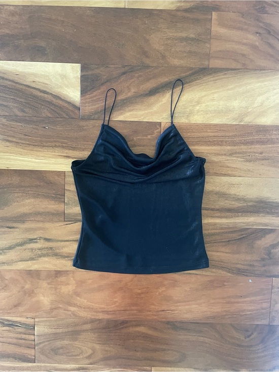 Ambiance Tops - Ambiance Black Shimmery Cowl Neck Top